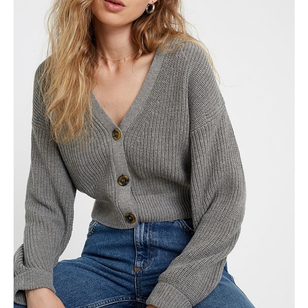 Urban Outfitters Gray Button-Up Cardigan